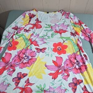 White Mark Multicolor Floral 3/4 Sleeve Top Womens Plus 3X